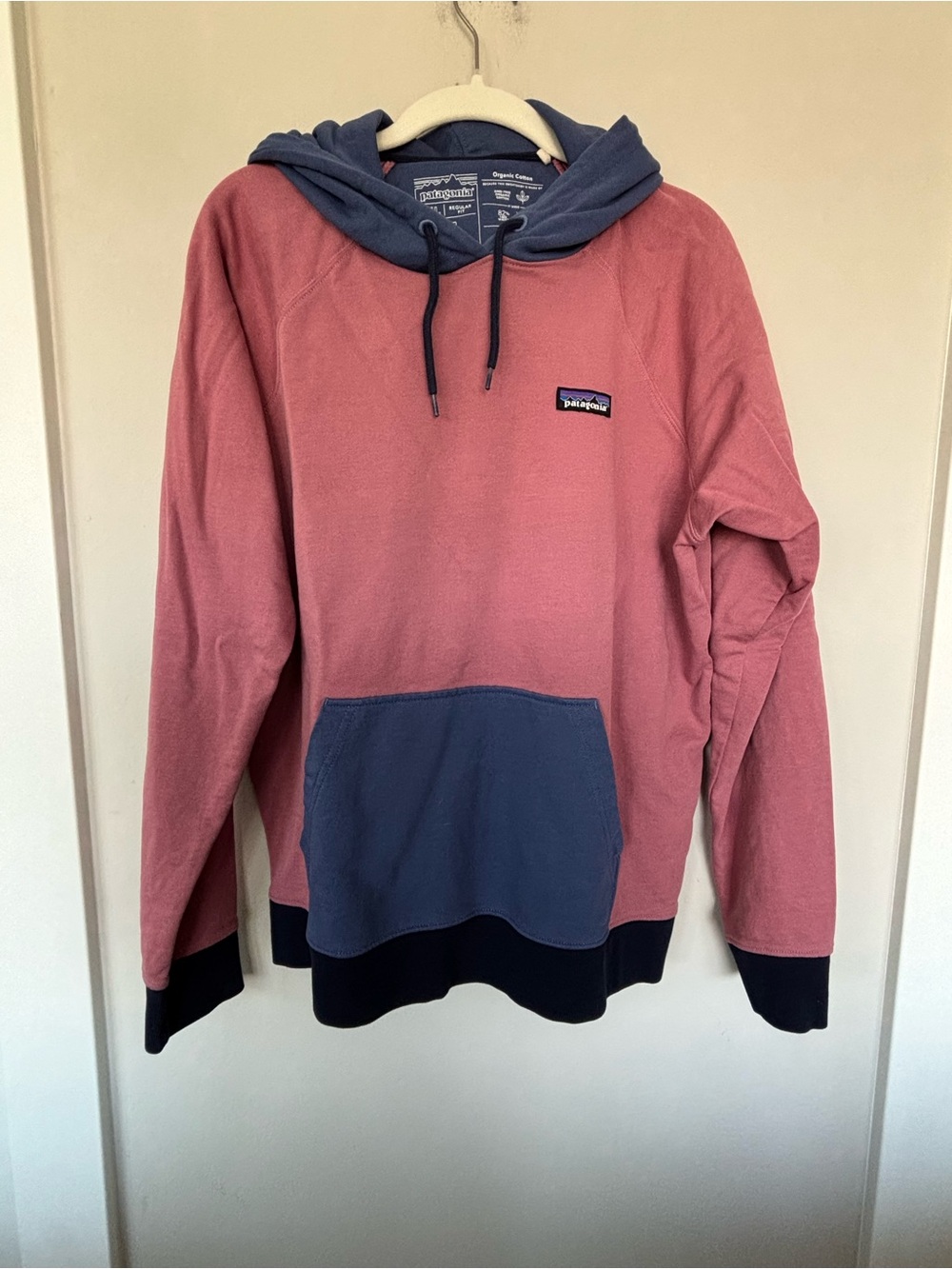 Patagonia Two-Tone Hooded Pullover - Rose Pink & Navy Blue